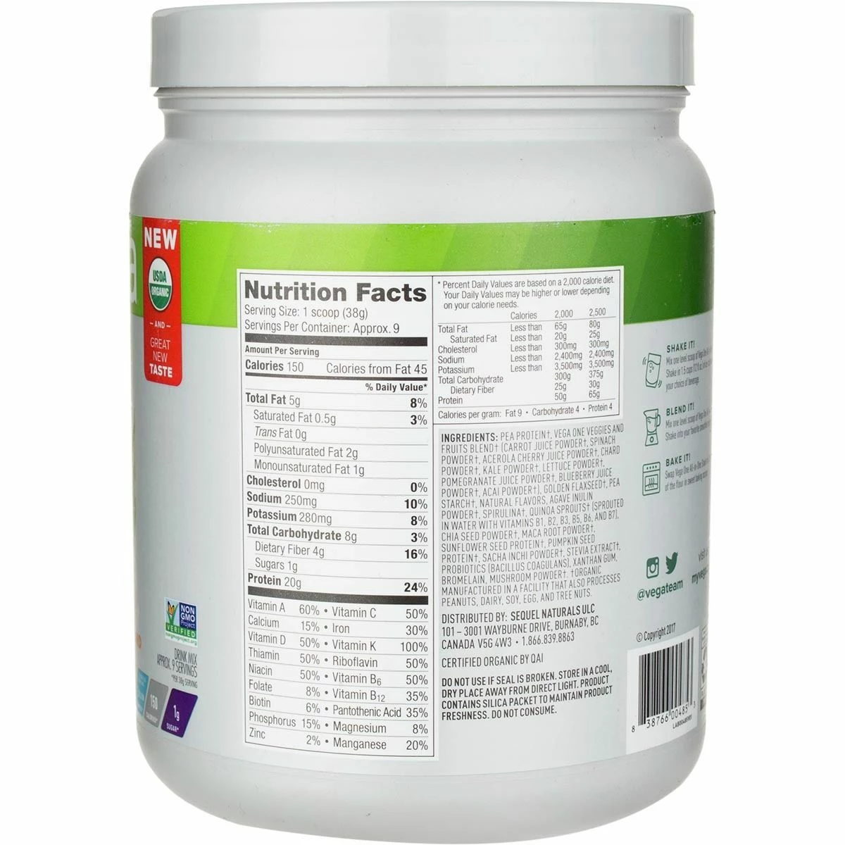 Vega Nutrition Powders One Organic Shake Small Tub - Image 6
