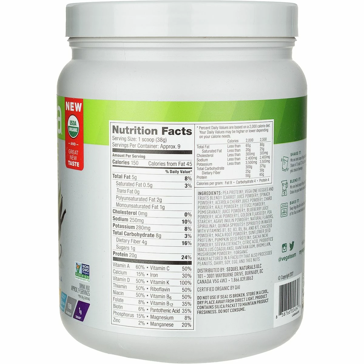Vega Nutrition Powders One Organic Shake Small Tub - Image 4