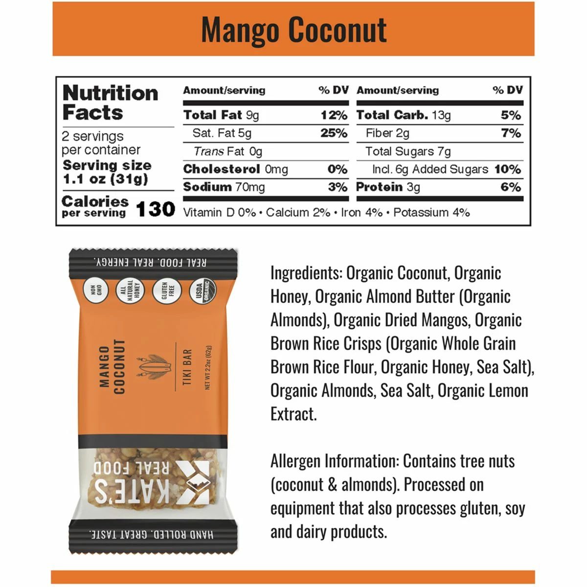 Kate's Real Food Bars Tiki Bars 12 Pack - Image 2